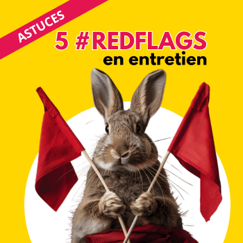 un lapin qui tient des drapeaux rouges dans ses pattes