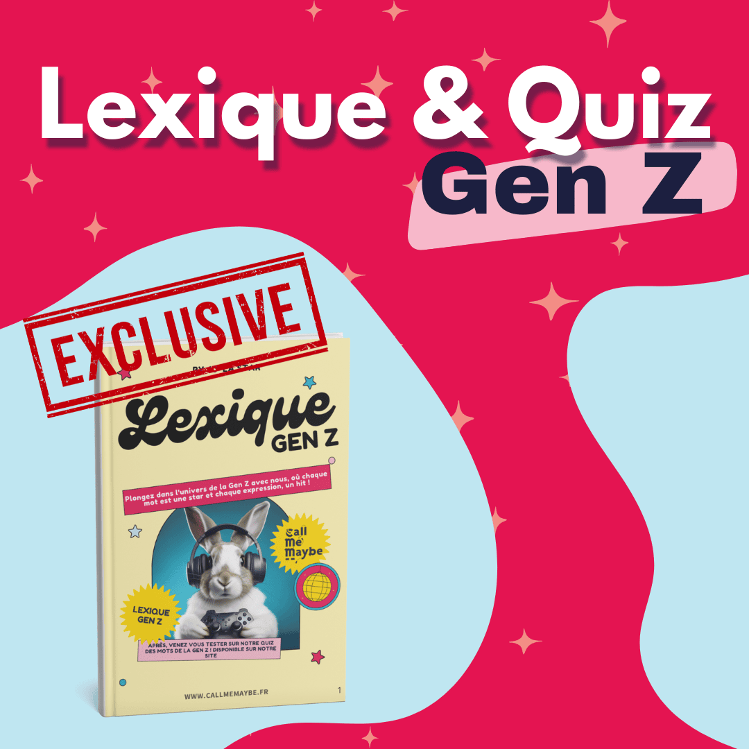 affiche coloré avec marqué "lexique et quiz gen Z". Il y a egalement un livre.